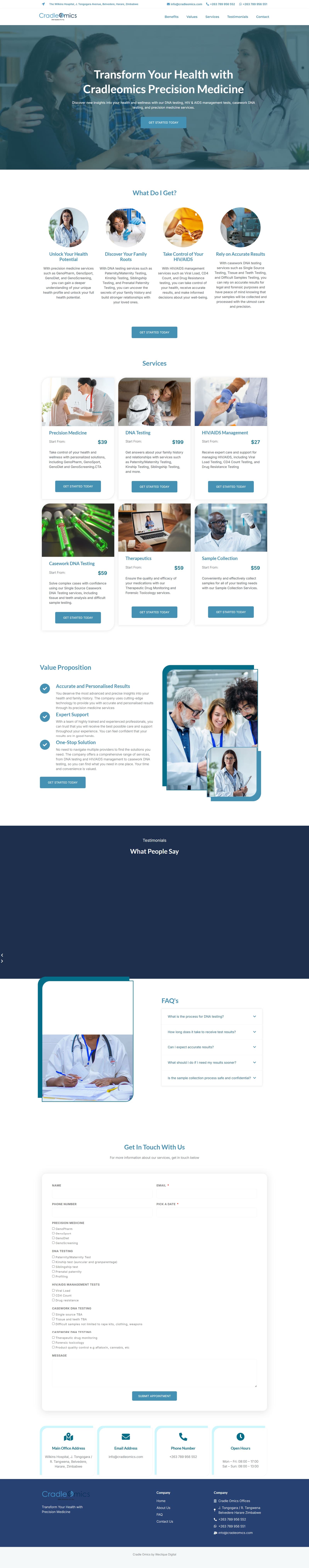 CradleOmics website: precision medicine and genetic testing