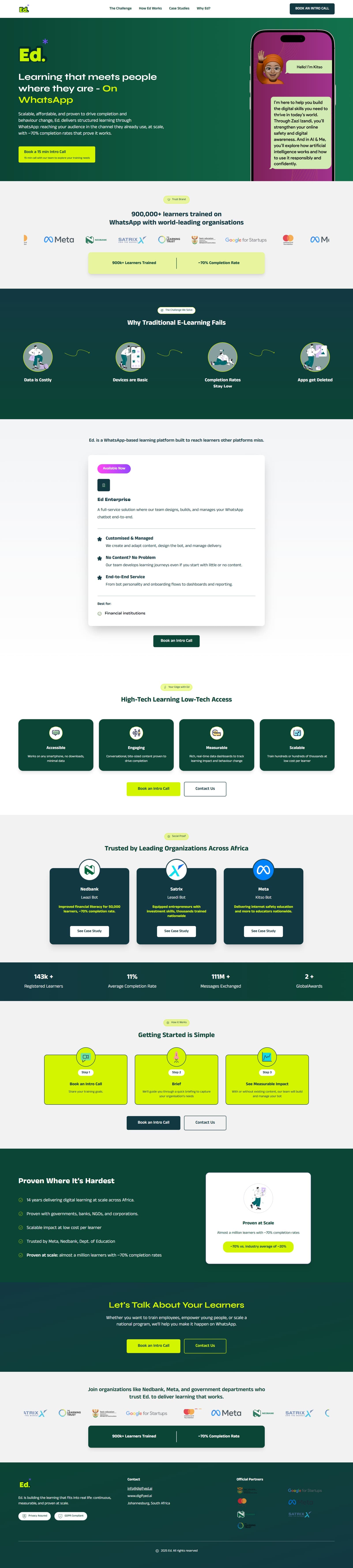 Digifyed website: a WhatsApp-first learning experience