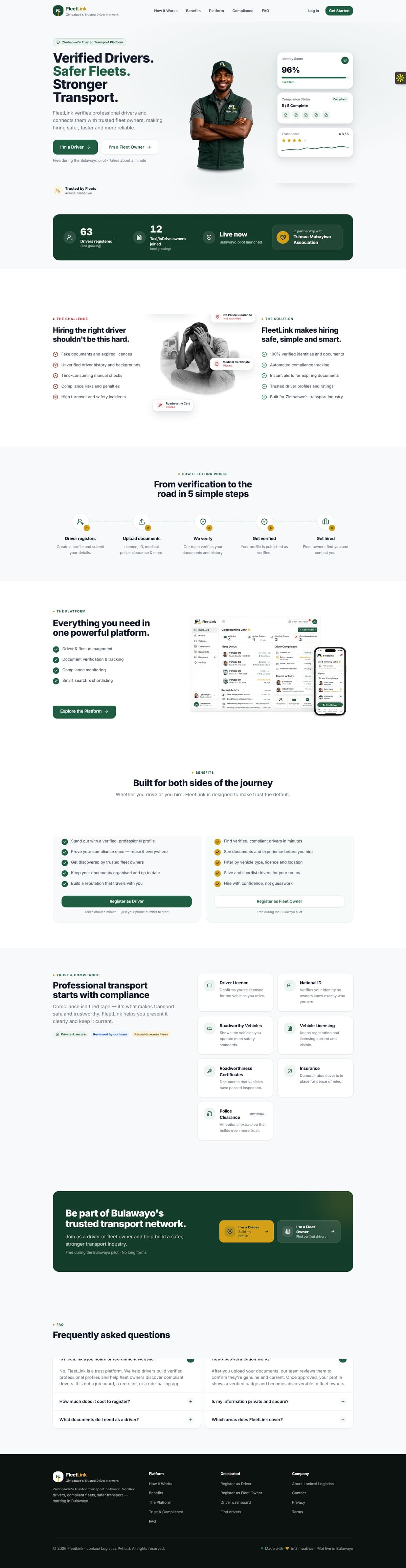 FleetLink platform: verified drivers, safer fleets, stronger transport