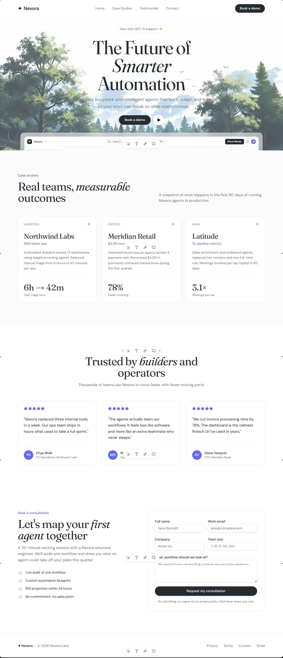 Nexora website: the future of smarter automation
